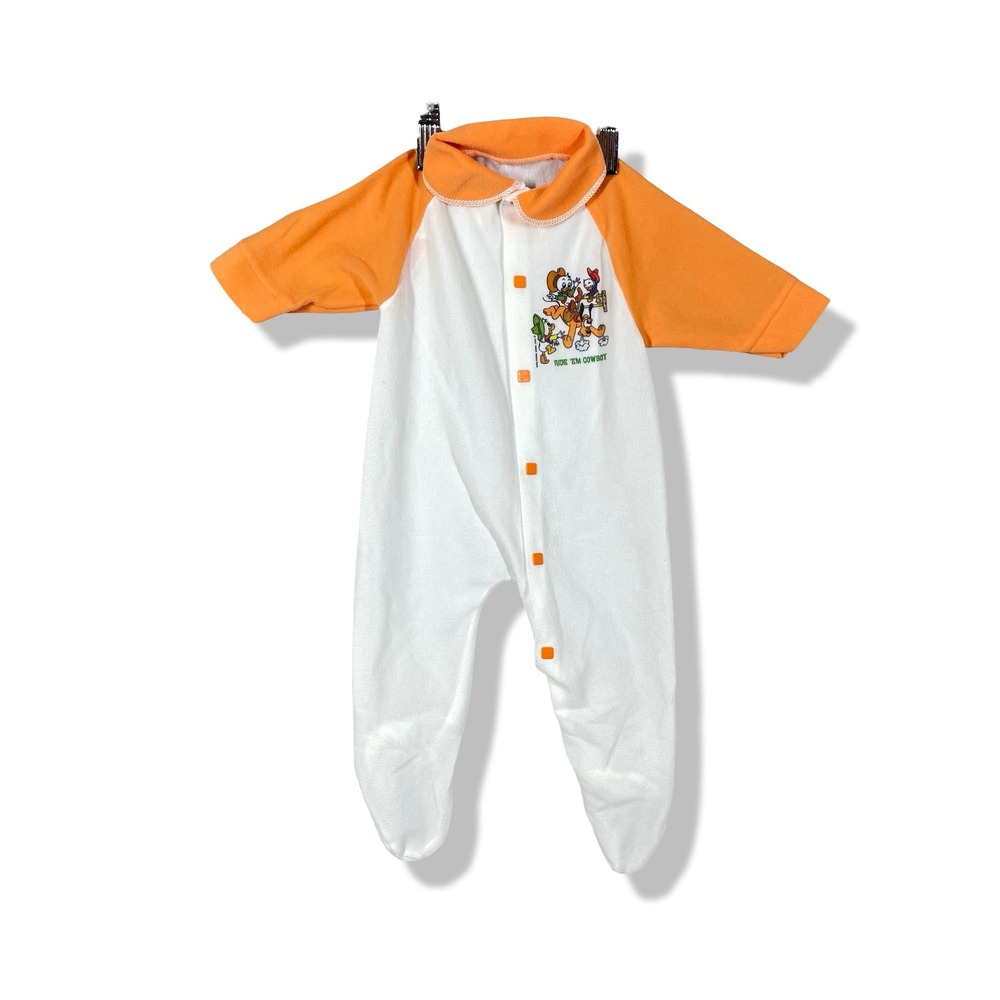 Vintage JcPenney Toddle Time Disney Footsie Pajamas 0 Months Cartoon Pluto Retro